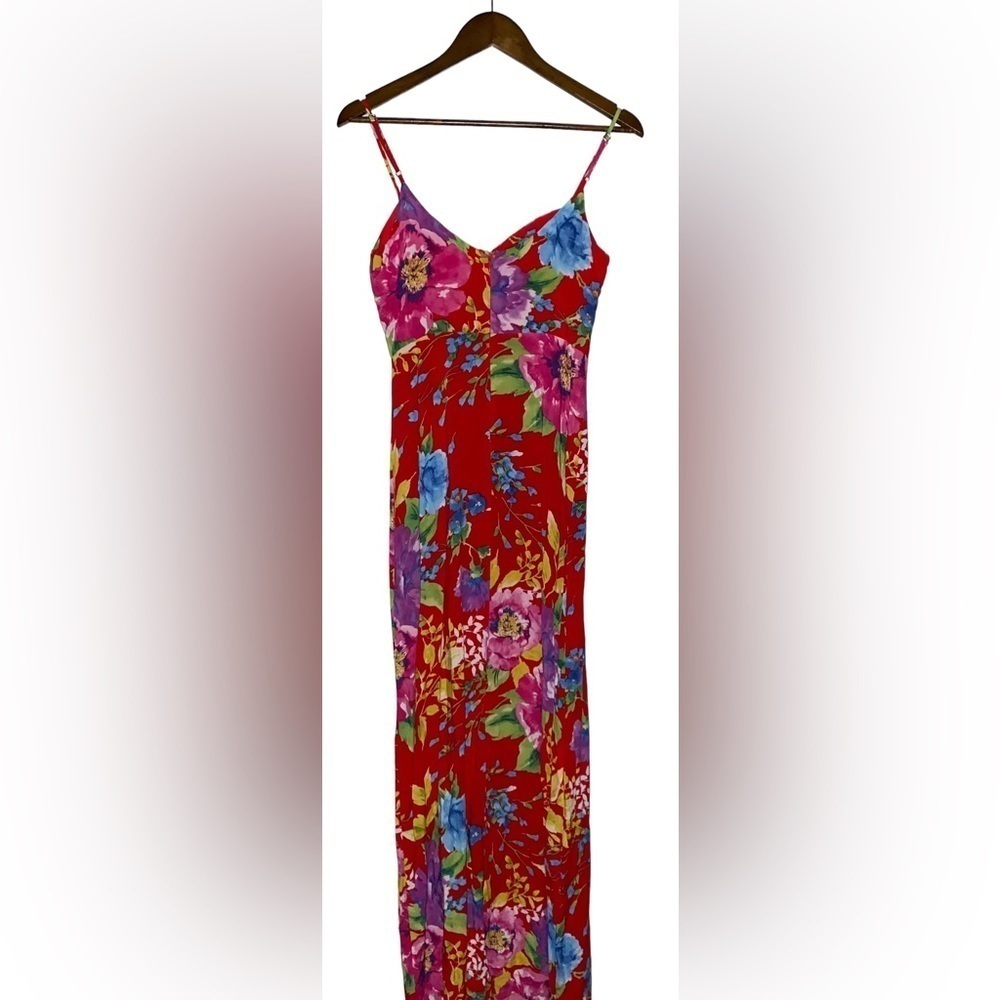 Lulus‎ Santiago Red Floral Maxi Dress Small Dance In The Sun Tropical Vacation